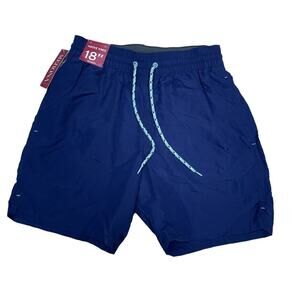 NWT Merona Swimming Trunks Small Macy Beach Pool Hybrid Above Knee Shorts Blue